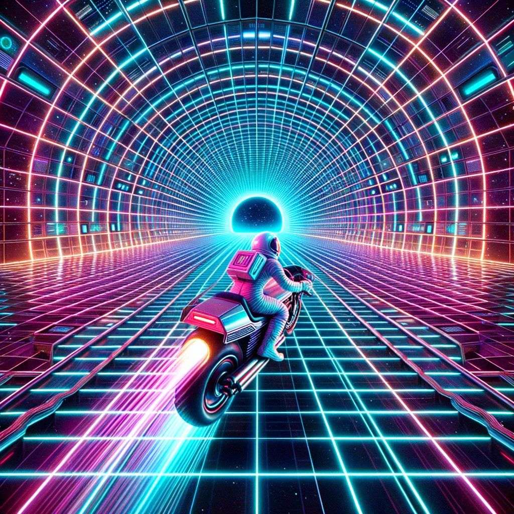 an astronaut, digital art, synthwave